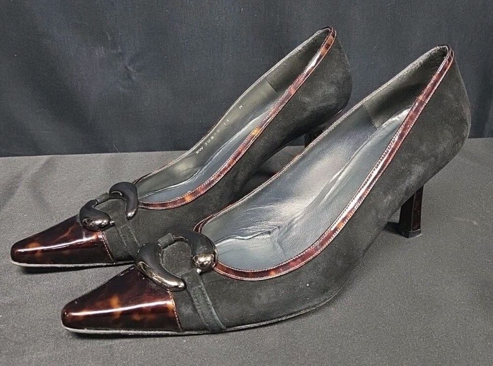 Stuart Weitzman Vintage Marsala Black Suede Tortoise Shell Pumps Heels Sz 11